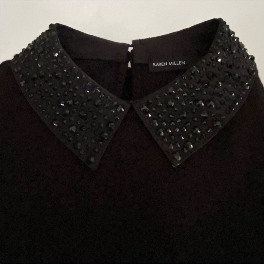 Karenn Millen Sweater Crystal Collar Knit Collection Black New size 0 - Picture 14 of 14